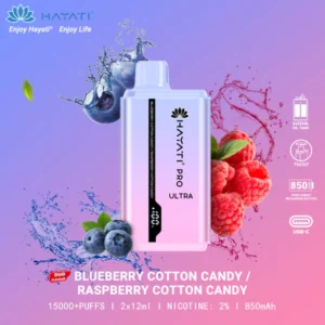Hayati Pro Ultra 15000 - Blueberry Cotton Candy / Raspberry Cotton Candy